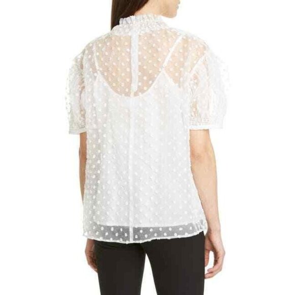 Birgitte Herskind Grace Swiss Dot Blouse White Size 40 - Picture 5 of 7